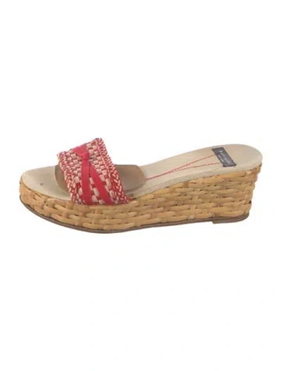 Pre-owned Kate Spade Raffia Slides In Neutral