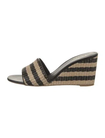 Pre-owned Kate Spade Raffia Striped Espadrilles In Black