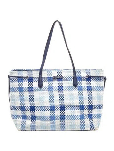 Pre-owned Kate Spade Raffia Tote In Blue