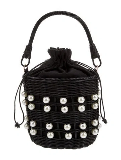 Pre-owned Kate Spade Rattan Bucket Bag In Black