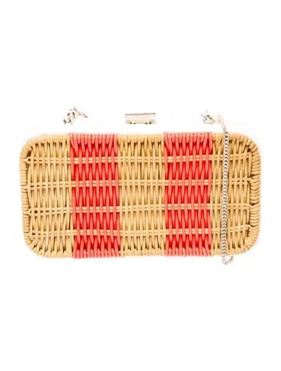 Pre-owned Kate Spade Rattan Minaudière In Pink