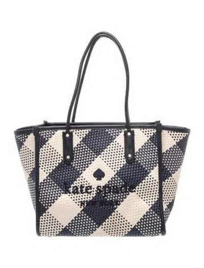Pre-owned Kate Spade Rattan Tote In Blue
