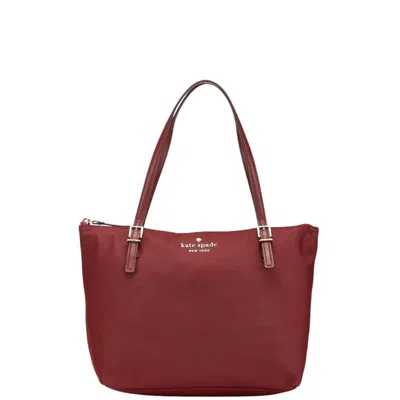 Pre-owned Kate Spade Red Color Wine Nylon Leather Tote Bag ()