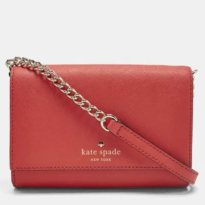 Pre-owned Kate Spade Red Leather Cedar Street Cami Crossbody Bag