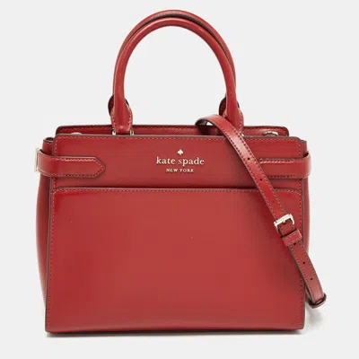 Pre-owned Kate Spade Red Saffiano Leather Medium Staci Satchel