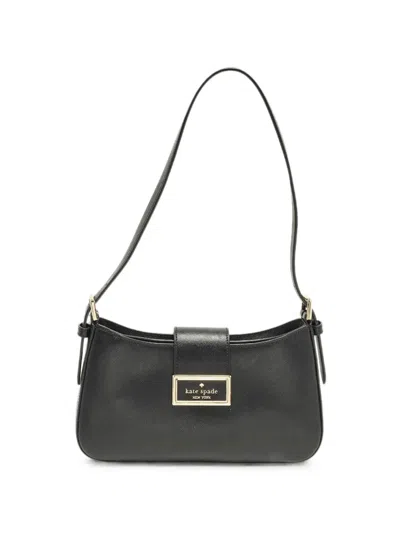 Pre-owned Kate Spade Reegan Logo-plaque Shoulder Bag In Black