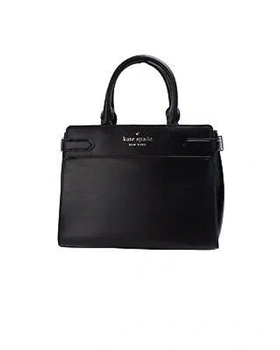 Pre-owned Kate Spade Refined Leather Crossbody Satchel Bag With Inner/outer Pockets And In The Colour Of The Bag Is Black.