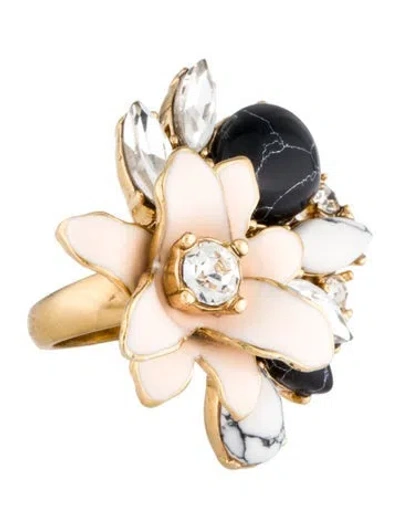 Pre-owned Kate Spade Resin & Crystal Cocktail Ring In Multi