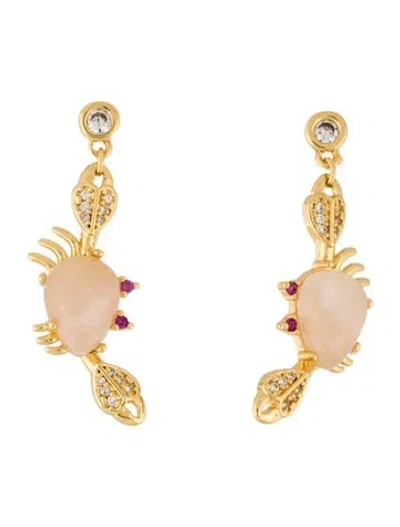 Pre-owned Kate Spade Resin & Crystal Drop Earrings In Neutrals/pink