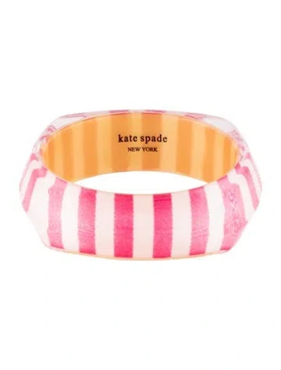 Pre-owned Kate Spade Resin Bangle Bracelet, 8.25" In Pink/white