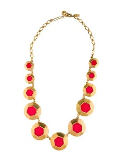 Pre-owned Kate Spade Resin Baublebox Statement Graduated Station Collar Necklace, 25.75", 25.75" In Pink