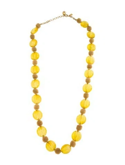 Pre-owned Kate Spade Resin Bead Station Necklace, 32.5" In Yellow