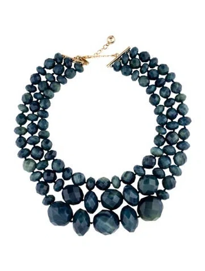 Pre-owned Kate Spade Resin Beaded Multistrand Necklace, 24.5" In Blue