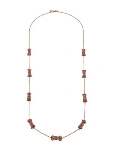 Pre-owned Kate Spade Resin Bow Station Necklace, 31.75" In Pink