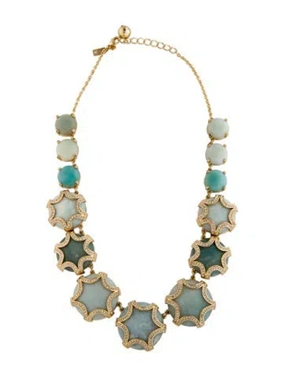 Pre-owned Kate Spade Resin Crystal Station Necklace, 20.25" In Green