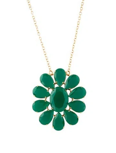 Pre-owned Kate Spade Resin Pendant Necklace, 15.25" In Green