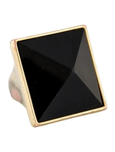 Pre-owned Kate Spade Resin Pyramid Ring In Black