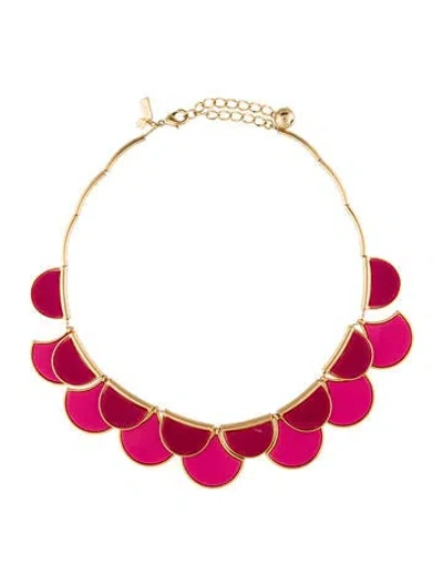 Pre-owned Kate Spade Resin Sweetheart Scallop Statement Necklace, 19.5" In Pink
