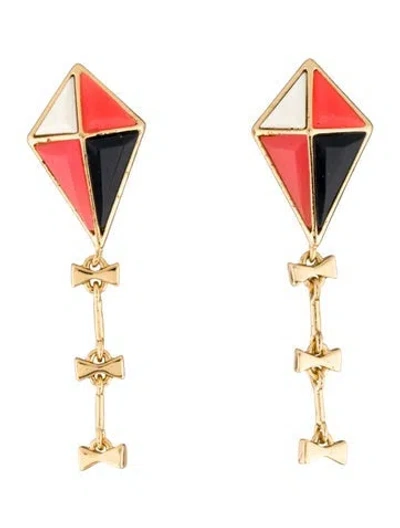 Pre-owned Kate Spade Resin Up In The Air Drop Earrings In Black/orange/white
