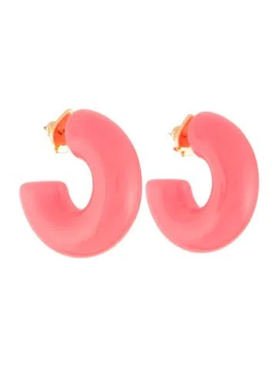 Pre-owned Kate Spade Resin Wide Hoop Earrings In Pink