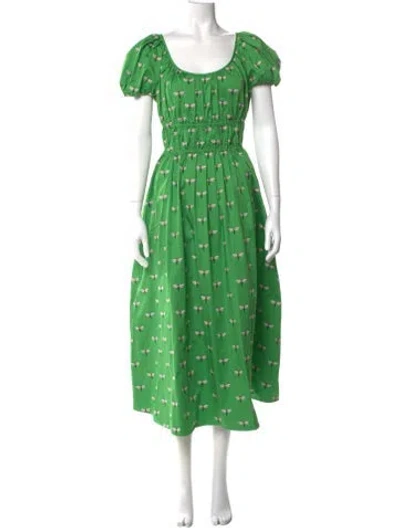 Pre-owned Kate Spade Riviera Dragonfly Long Dress In Green