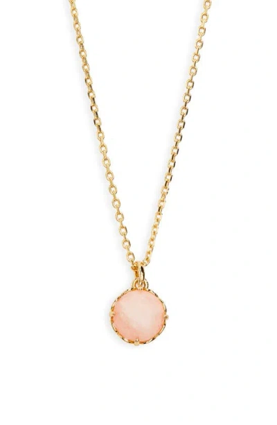 Kate Spade Round Crystal Pendant Necklace In Gold