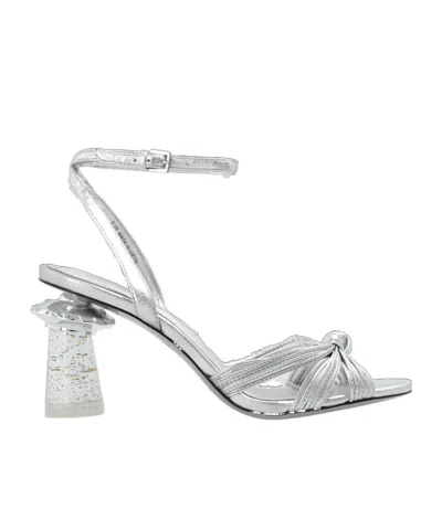 Kate Spade Round-headed High-heeled Sandals In Silver
