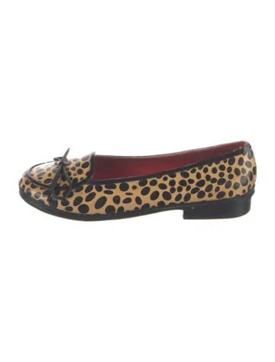 Pre-owned Kate Spade Rubber Animal Print Loafers In Brown
