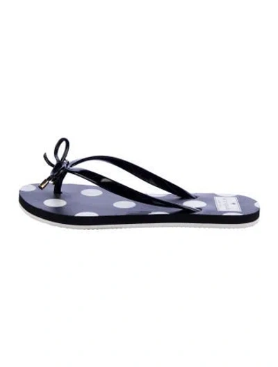 Pre-owned Kate Spade Rubber Bow Accents Flip Flops In Black