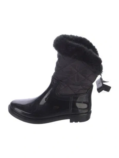 Pre-owned Kate Spade Rubber Bow Accents Rain Boots In Black