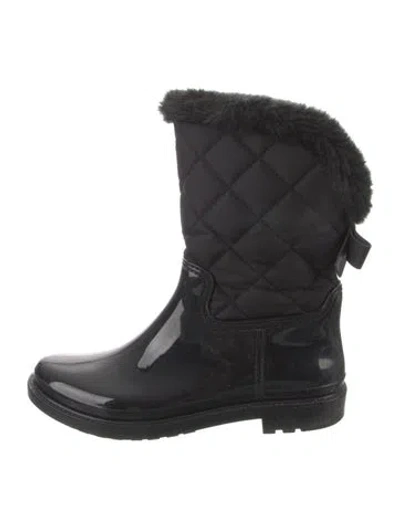 Pre-owned Kate Spade Rubber Bow Accents Rain Boots In Black