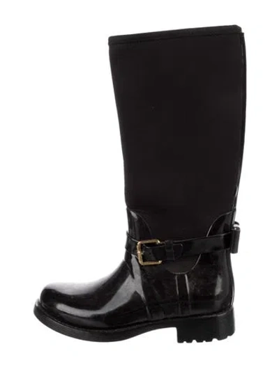 Pre-owned Kate Spade Rubber Bow Accents Rain Boots In Black