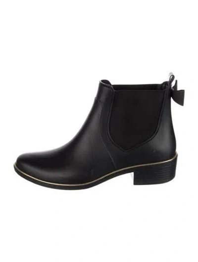 Pre-owned Kate Spade Rubber Bow Accents Rain Boots In Black