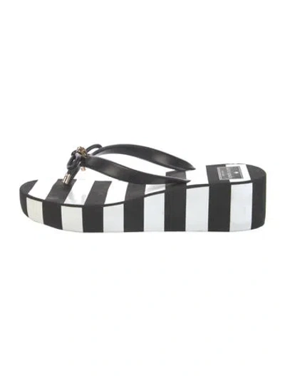 Pre-owned Kate Spade Rubber Bow Accents Slides In Black