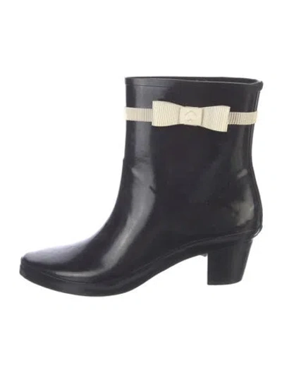 Pre-owned Kate Spade Rubber Colorblock Pattern Rain Boots In Black