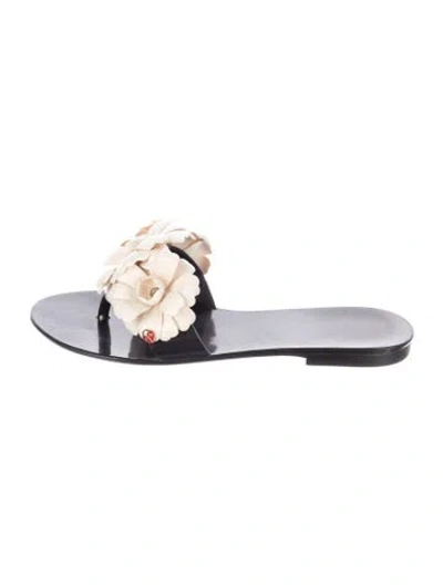 Pre-owned Kate Spade Rubber Crystal Embellishments Flip Flops In Black/neutrals