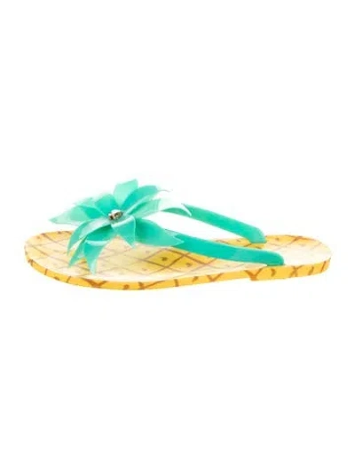 Pre-owned Kate Spade Rubber Floral Print Flip Flops In Multi