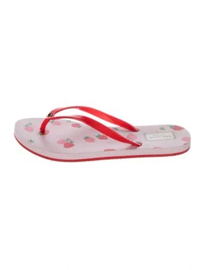 Pre-owned Kate Spade Rubber Floral Print Flip Flops In Pink
