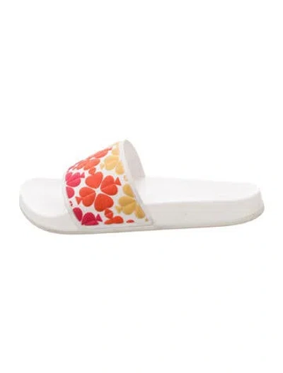 Pre-owned Kate Spade Rubber Floral Print Slides In Pink