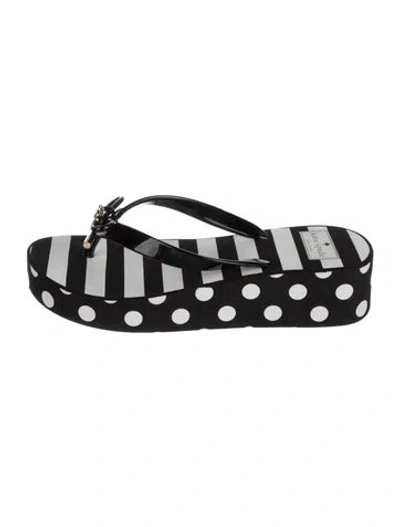 Pre-owned Kate Spade Rubber Polka Dot Print Flip Flops In Black