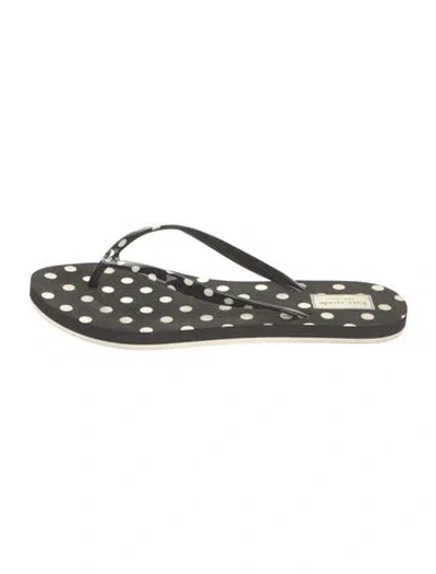 Pre-owned Kate Spade Rubber Polka Dot Print Flip Flops In Black/white