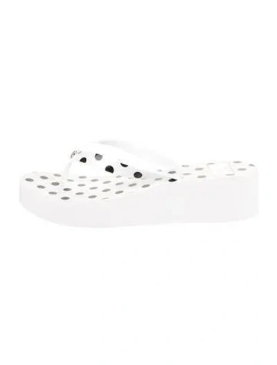 Pre-owned Kate Spade Rubber Polka Dot Print Flip Flops In White