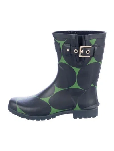 Pre-owned Kate Spade Rubber Polka Dot Print Rain Boots In Blue
