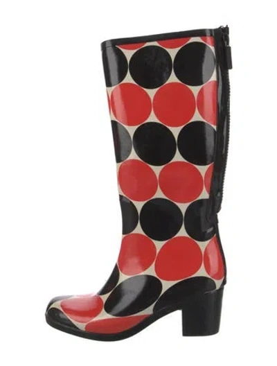 Pre-owned Kate Spade Rubber Polka Dot Print Rain Boots In Multi