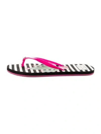 Pre-owned Kate Spade Rubber Printed Flip Flops In Pink