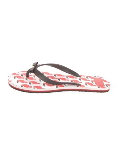 Pre-owned Kate Spade Rubber Printed Flip Flops In Red