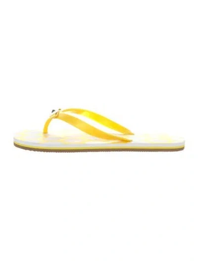 Pre-owned Kate Spade Rubber Printed Flip Flops In Yellow