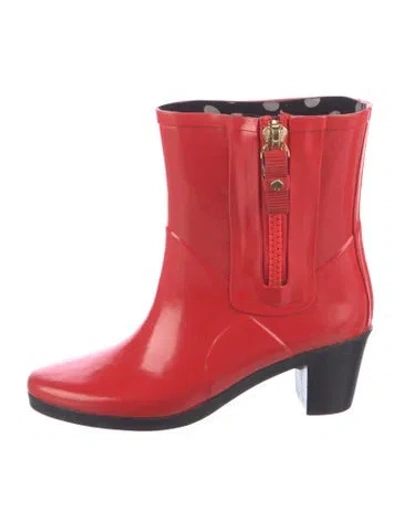 Pre-owned Kate Spade Rubber Rain Boots In Red