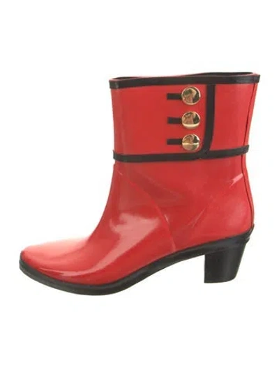 Pre-owned Kate Spade Rubber Rain Boots In Red