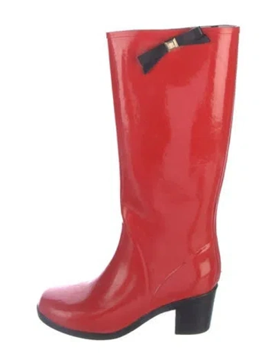 Pre-owned Kate Spade Rubber Rain Boots In Red